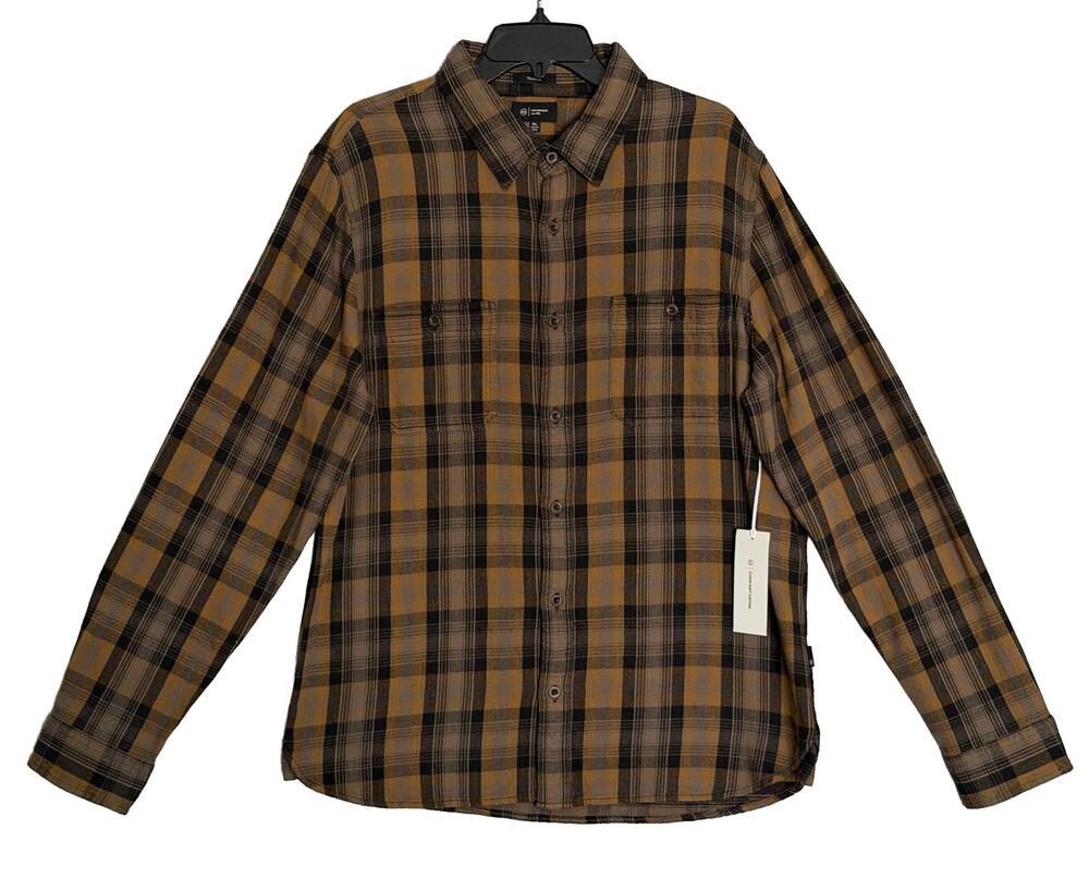 AG Los Angeles Shirt Men's XL Classic Fit Mason Work Shirt Brown Black Plaid NWT